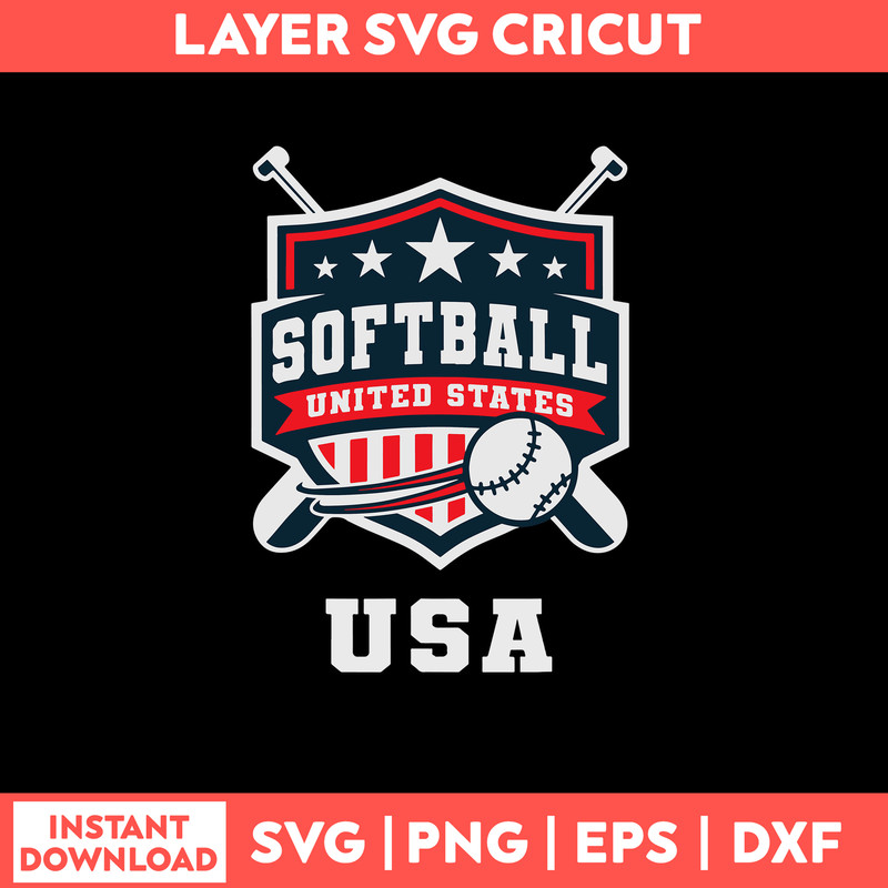 Softball Usa Support The Team Svg, Softball Svg, Png Dxf Eps File.jpg