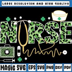 leopard nurse stethoscope scrub st patricks day irish nurses png, leopard nurse png, st patricks day, digital download