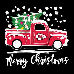 Vintage Car Carrying Christmas Tree Kansas City Chiefs Merry Christmas ,NFL Svg, Football Svg, Cricut File, Svg