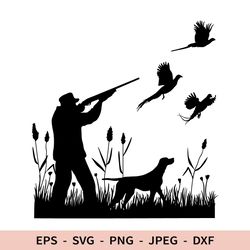 Pheasant Hunting Svg File for Cricut Hunter Dog Dxf  Hunting Forest Png
