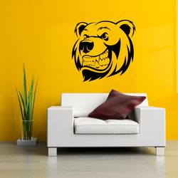 Head Of The Ferocious Bear Sticker Ferocious Grizzly Beast Car Sticker Wall Sticker Vinyl Decal Mural Art Decor