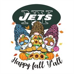 Happy Fall Y'all Gnome New York Jets,NFL Svg, Football Svg, Cricut File, Svg