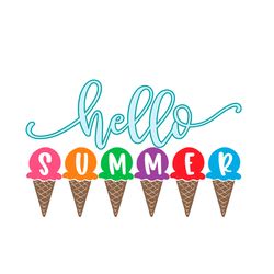 Cute Ice Cream Svg Hello Summer Shirt Vector, Holiday Gifts For Family, Girl And Friend Svg Diy Crafts Svg Files For Cri