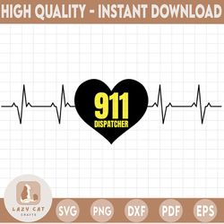 911 dispatcher heart beat svg, heart svg png pdf cutting files for silhouette or cricut