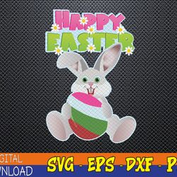 happy easter bunny rabbit face funny easter day women girls svg, eps, png, dxf, digital download