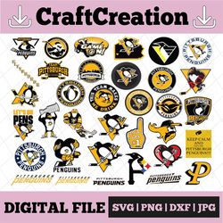 35 Files Pittsburgh Penguins Bundle Svg, Penguins Svg, NHL svg, NHL svg, hockey cricut, Cut File, Clipart   Cricut Explo