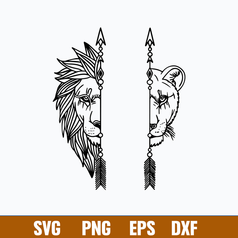 Arrow Lion Couple Svg, Lion Svg, Animal Svg, Png Dxf Eps Digital File.jpg