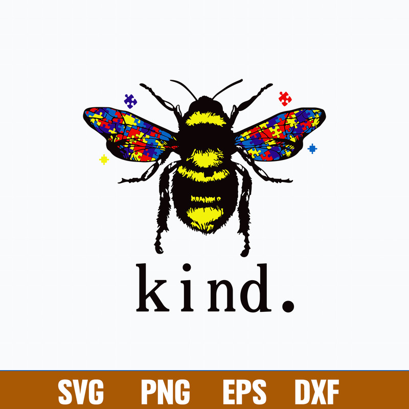 Autism Bee Kind Svg, Autism Awareness Svg, Bee Svg, Png Dxf Eps Digital File.jpg