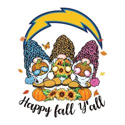 Happy Fall Y'all Gnome Los Angeles Chargers,NFL Svg, Football Svg, Cricut File, Svg