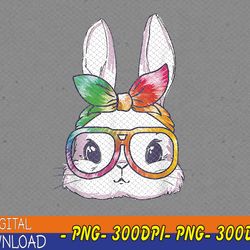 tie dye cute bunny rabbit face glasses girl happy easter day png, digital download