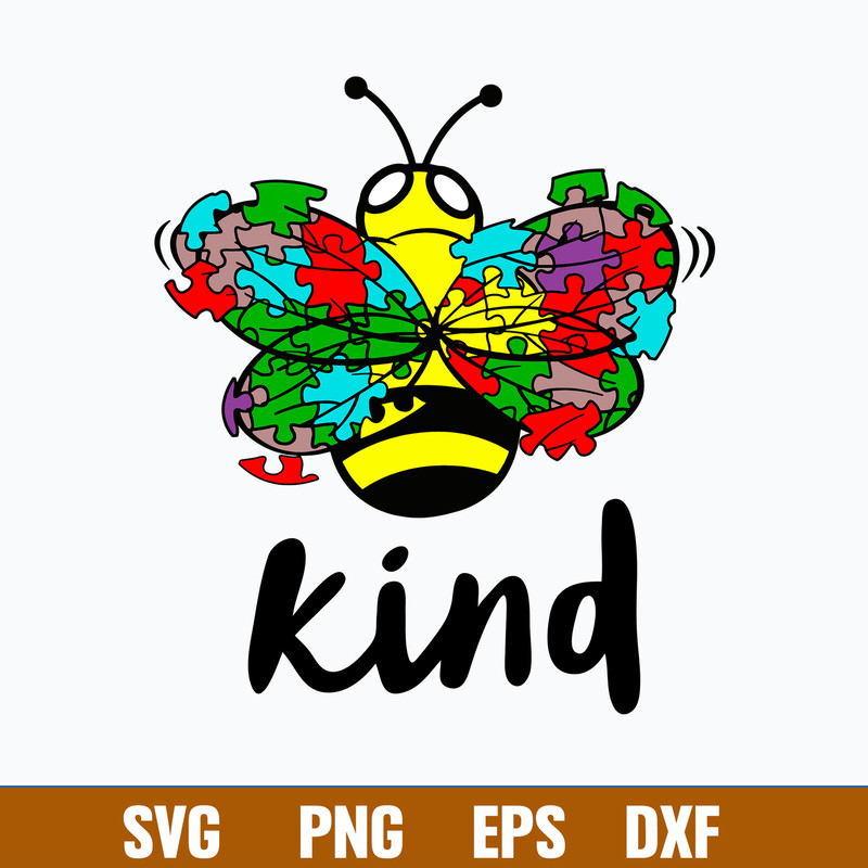 Be Kind Autism Awareness Svg, Be Kind Svg, Bee Svg, Png Dxf Eps Digital File.jpg