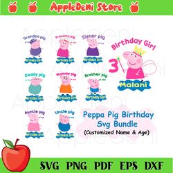 Peppa Pig Birthday Girl Svg Bundle