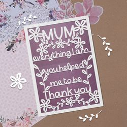 svg mother's day card and poster for cricut, laser cutting.
