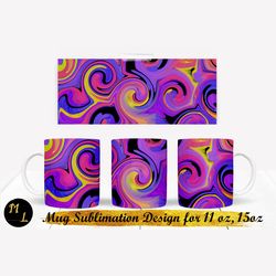 Multicoloured Mug sublimation,Vortices Mug design,spiral sublimation png