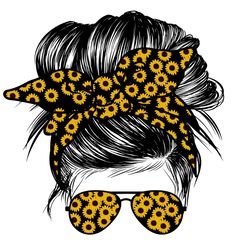 sunflowers mom life messy bun hair sunglasses mothers day svg