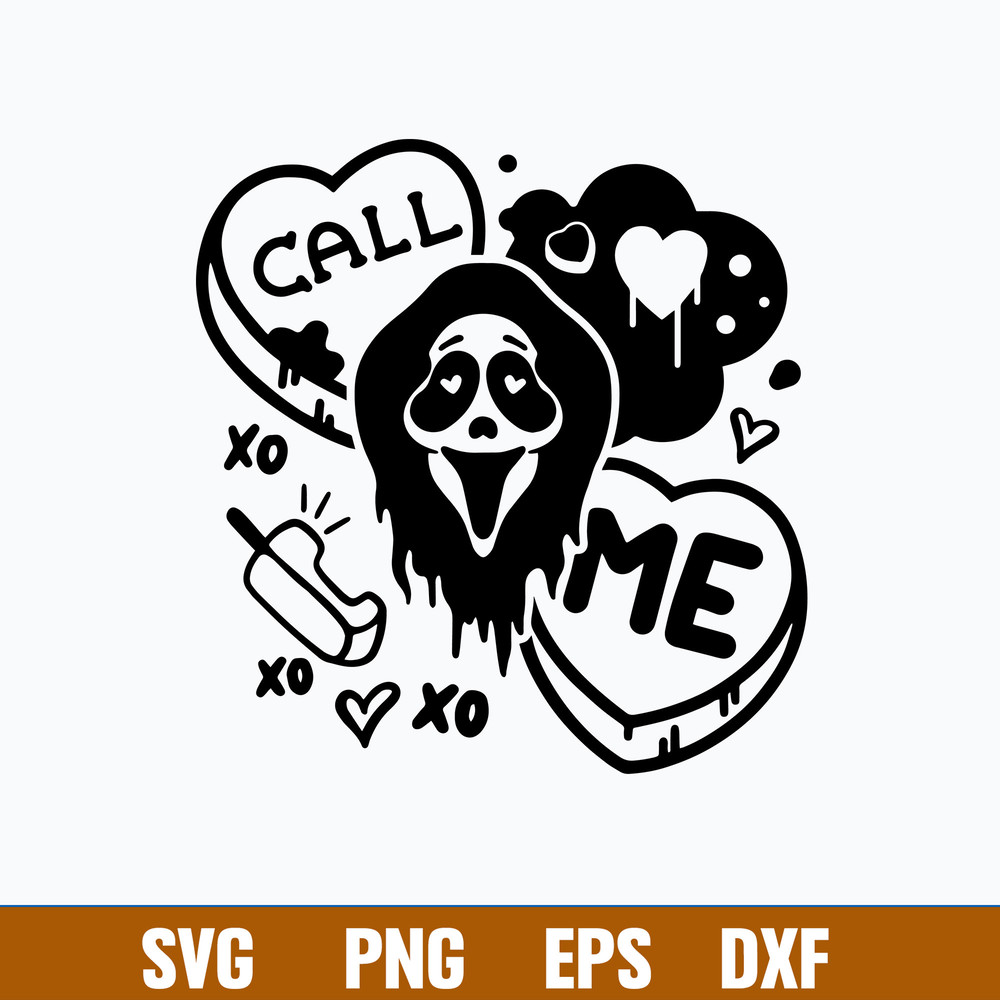 Call Me Svg, Candy Hearts Funny Svg, Scream Svg, Horror Valentine’s Day Svg, Png Dxf Eps File.jpg