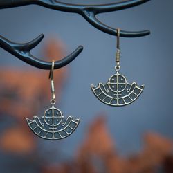 Viking sun ship handcrafted earrings. Drakkar jewelry. Scandinavian style. Traditional pagan accessory for her