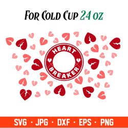 Heart Breaker Full Wrap Svg, Starbucks Svg, Coffee Ring Svg, Cold Cup Svg, Cricut, Silhouette Vector Cut File