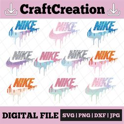 drip glitter nike sports brands logo png bundle, 10 files high quality sports brands logo png instant download