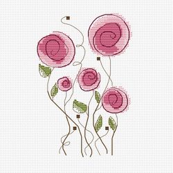 Pink Flowers - cross stitch pattern Poppy counted cross stitch pdf Minimal embroidery Spring cross stitch chart