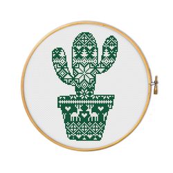 Cactus nordic - cross stitch pattern