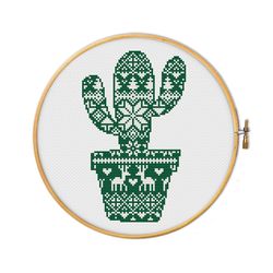 cactus nordic - cross stitch pattern