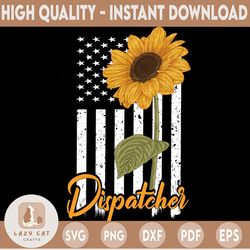 Thin Yellow Line Dispatch Flag Sunflower , PNG File, Digital Download, Sublimation, First Responder,Black and White