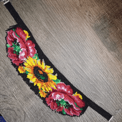 sunflower necklace beaded choker poppy necklace dainty necklace flower necklace