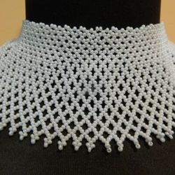 White beaded collar Necklace for women Choker necklace Statement necklace Beaded necklace Seed bead jewelry