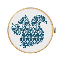 nordic squirrel - cross stitch pattern