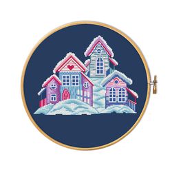 Winter village - cross stitch pattern