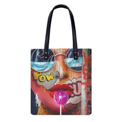 pu leather handbags bright colorful graffiti style pattern