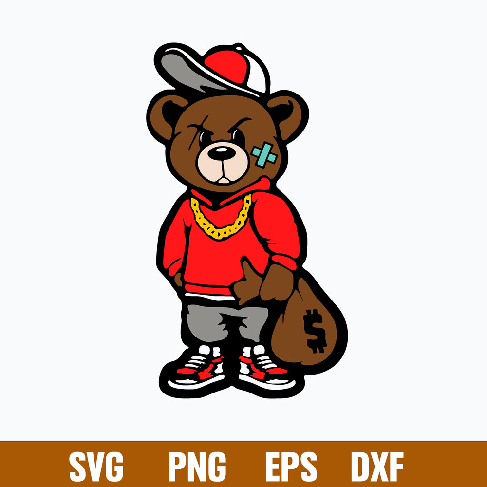 Gangster Teddy Bear Money Bags Good Chain Necklace Sneaker Svg, Png Dxf Eps File.jpg