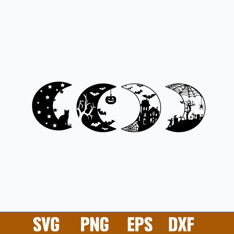 Halloween Moon Scenes Svg, Haunted Moon Svg, Moon Scary Svg, png Dxf Eps File.jpg