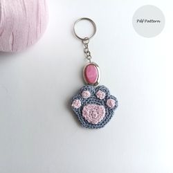 crochet cat paw keychain pattern, crochet cat paw, cat keychain pattern, pdf keychain