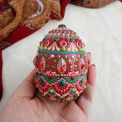 Red painted egg, Easter egg, Easter favor, Easter centerpiece, Painted easter egg, Decorative egg, Easter egg rocks