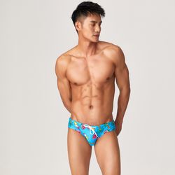 Seobean Mixed 3PK Mens quick-dry digital printed drawstring swimwear swimming briefs 220904