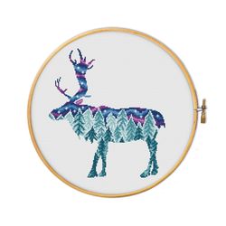 Aurora reindeer - cross stitch pattern