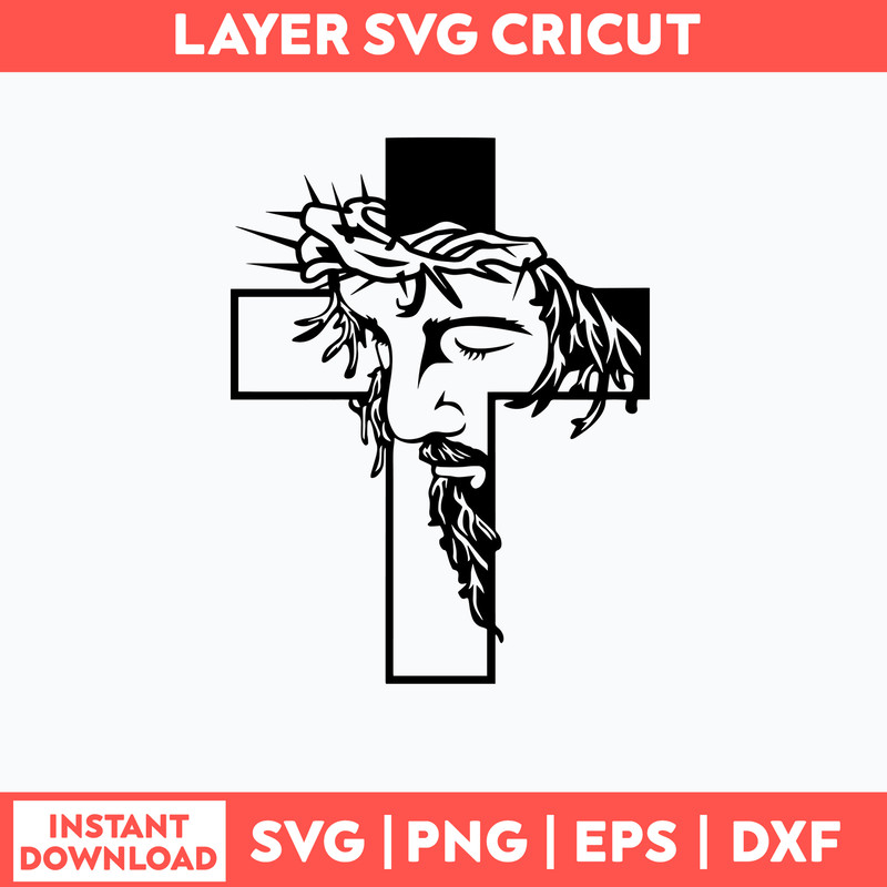 Jesus Cross Svg Christian Cross Svg, Png Dxf Eps File.jpg