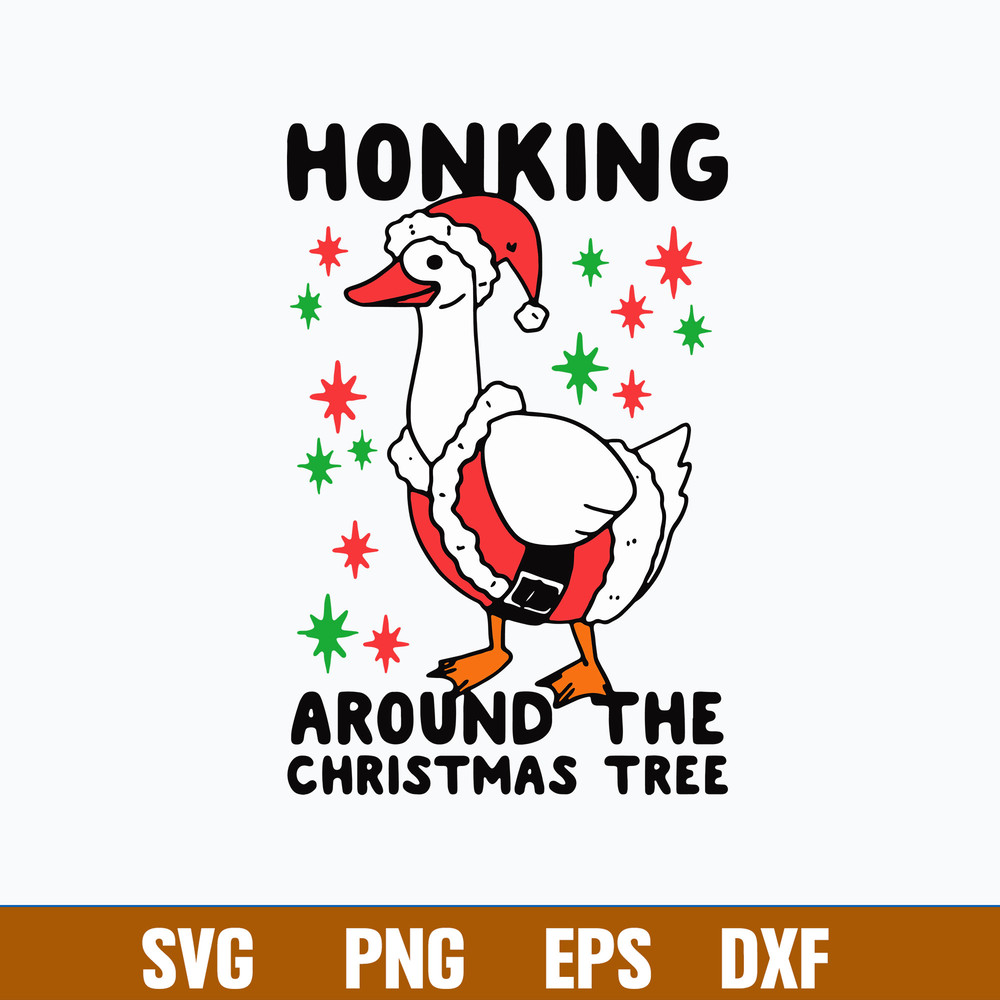 Honking Around The Christmas Tree Svg, Duck Christmas Svg, Png Dxf Eps File.jpg