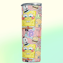 Cute spongebob Premium Skinny Tumbler wrap 20 ounce tumbler wrap png clipart image seamless image