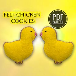 Felt Chick Pattern, Easter Chick Sewing Pattern, Felt Cookies Pattern, Easter Ornament, Easter Decor