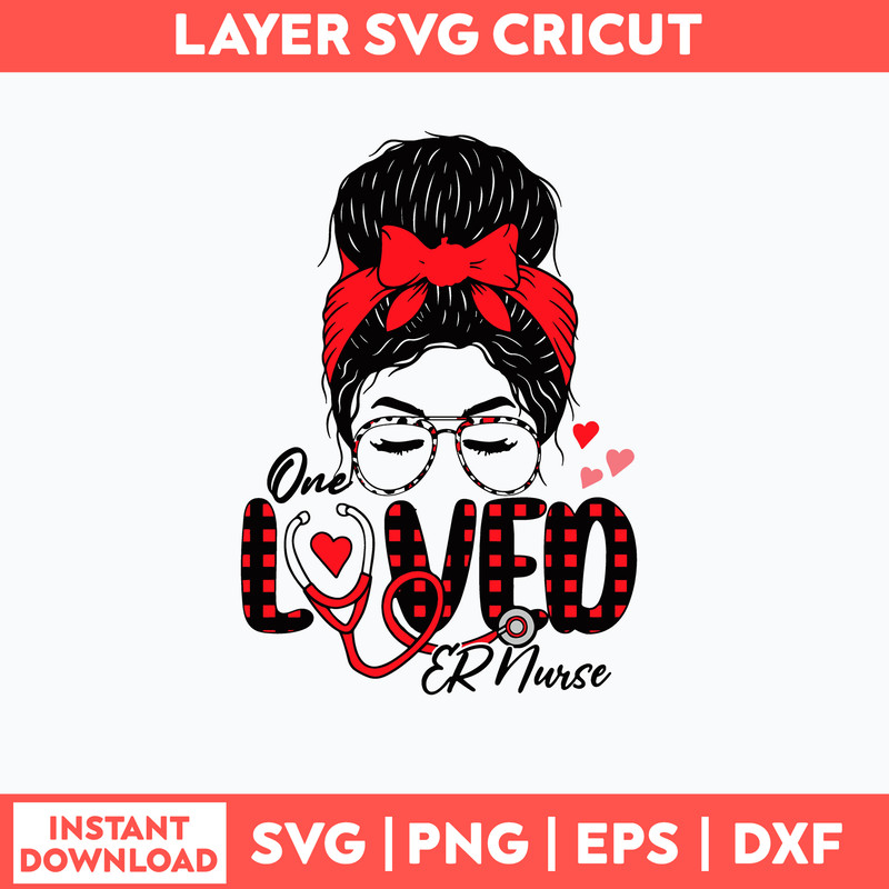 Leopard Messy Bun One Loved Nursing Svg, One Love Or Nurse Svg, Png Dxf Eps File.jpg
