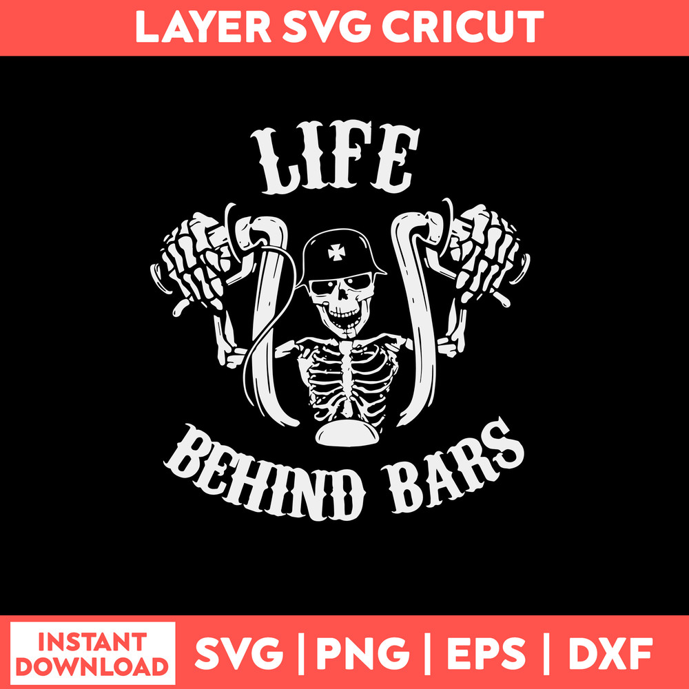 Life Behind Bars Bicycle Svg, Skeleton Bicycle Svg, Funny Svg, Png Dxf Eps File.jpg