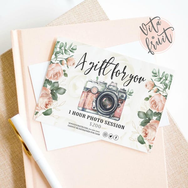 Printable Gift Certificate, Photography gift Card Template, - Inspire ... Printable Gift Certificate, Photography gift Card Template, - Inspire ...