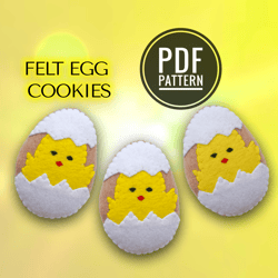Felt Egg Sewing Pattern, Felt Cookies Pattern, Easter Ornament, Easter Decor, Felt Food