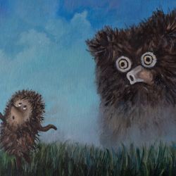 Painting Hedgehog in the fog, animal
