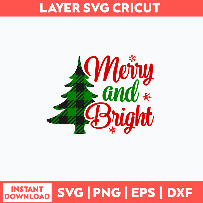 Merry And Bright Svg, Christmas Tree Svg, Png Dxf Eps File.jpg