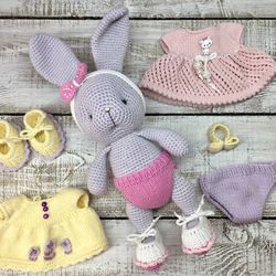 Easter bunny, Amigurumi bunny plush with two sets of clothes