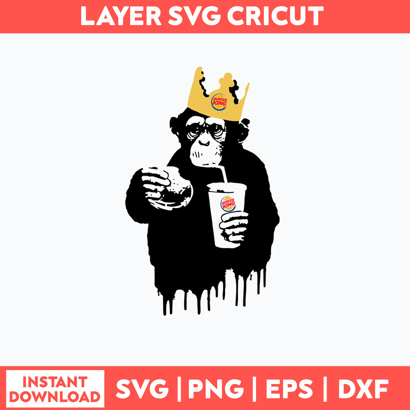 Monkey Burger King Fast Food Svg, Monkey Svg, Png Dxf Eps file.jpg
